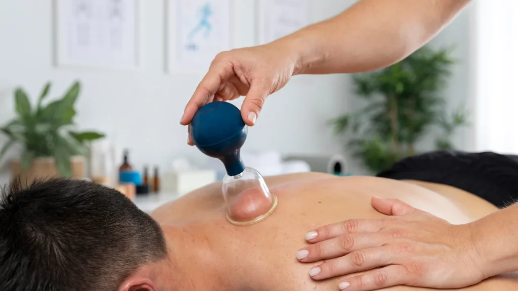 A man getting cupping therapy